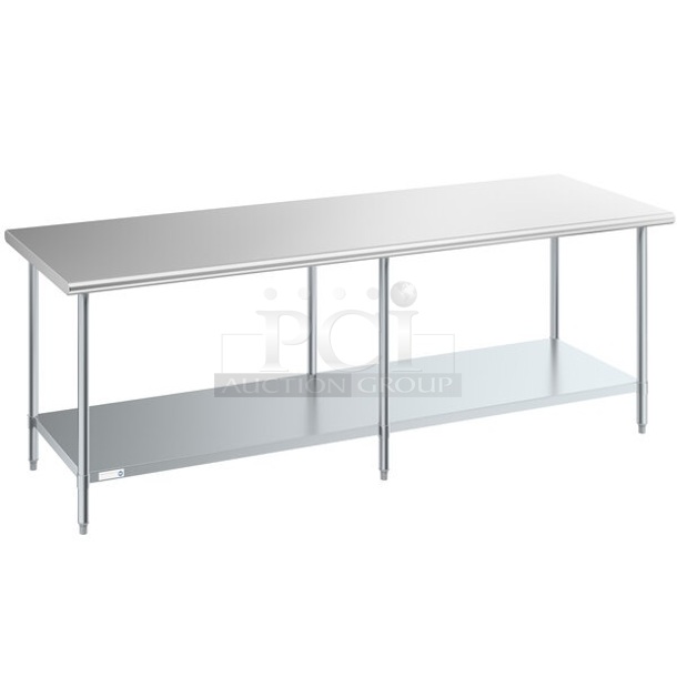 BRAND NEW SCRATCH AND DENT! Steelton 522ETSG3096 30" x 96" 18 Gauge 430 Stainless Steel Work Table with Undershelf