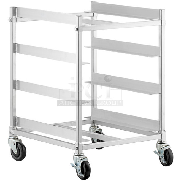 BRAND NEW SCRATCH AND DENT! Steelton 522AGRC4KD 4 Shelf Aluminum Glass Rack Cart with 7 1/2" Spacing