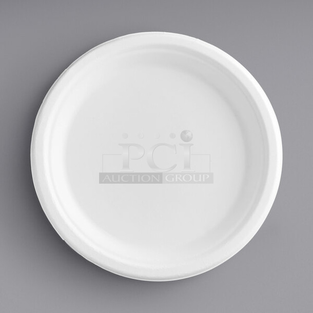 BRAND NEW IN BOX! Choice Eco 395RP09 EcoChoice Compostable Sugarcane / Bagasse 9" Plate - 500/Case
