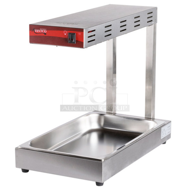 BRAND NEW SCRATCH AND DENT! Avantco 177FFDS1 Stainless Steel Freestanding Infrared French Fry Warmer / Dump Station. 120 Volts, 1 Phase. Tested and Working!
