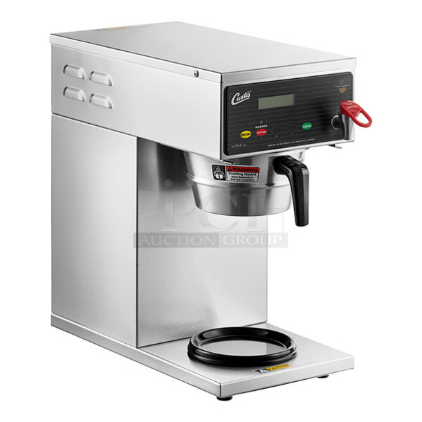 BRAND NEW SCRATCH AND DENT! Curtis ALP1GT12A000 Stainless Steel Commercial Countertop Coffee Machine w/ Hot Water Dispenser and Metal Brew Basket. 120 Volts, 1 Phase. - Item #1117997