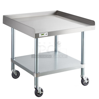 BRAND NEW SCRATCH & DENT! 600ES3030GK 30" x 30" 16 Gauge Stainless Steel Equipment Stand with Galvanized Undershelf and Casters. May Be Missing Pieces. 