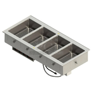 BRAND NEW SCRATCH AND DENT! Vollrath FC-4DH-04208-I Metal 4 Pan Drop-In Hot Food Well with Infinite Controls - 208-240 Volts, 1 Phase. 