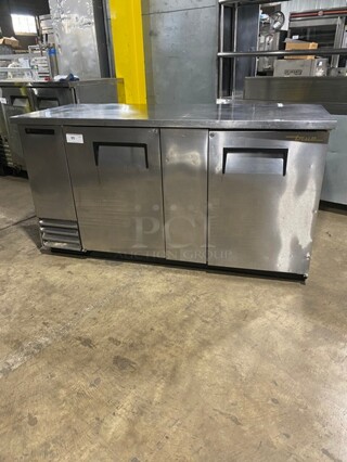 True Commercial 2 Door Reach In Bar Back Cooler! All Stainless Steel! With Metal Racks! 115V 1 Phase! Model: TBB-3-S SN: 6640829! 