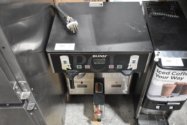2014 Bunn DUAL TF DBC Stainless Steel Commercial Countertop Double Coffee Machine w/ Hot Water Dispenser and Metal Brew Basket. 