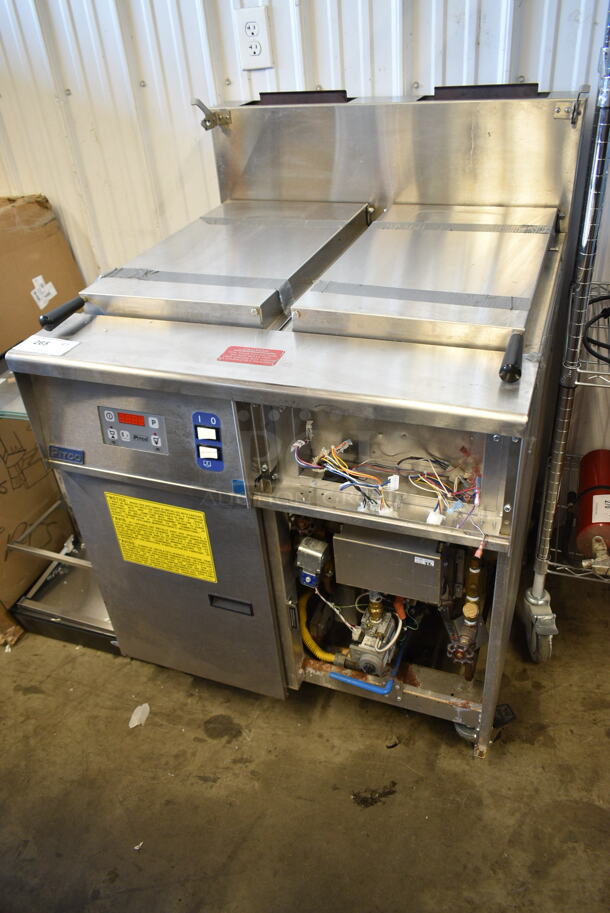 2016 Pitco Frialator SRTG Stainless Steel Commercial Floor Style Natural Gas Powered 2 Bay Rethermalizer on Commercial Casters. Missing Door. 55,000 BTU. - Item #1117866