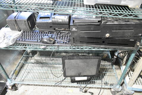 9 Various Items Including Sam4S Titan-360 POS Monitor, 2 Epson M129H Receipt Printer, Smart550USB,  Keyboard, Computer Mouse, 2 Metal Cash Drawers. 9 Times Your Bid! 