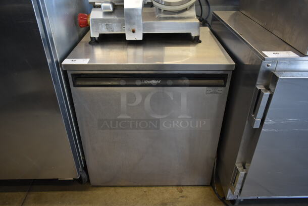 Delfield 406 Stainless Steel Commercial Single Door Undercounter Cooler. 115 Volts, 1 Phase. Tested and Powers On But Does Not Get Cold 