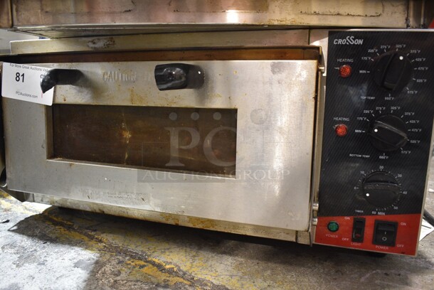 2023 Crosson CPO-160 Stainless Steel Commercial Countertop Electric Powered Pizza Oven w/ Broken Cooking Stone. 120 Volts, 1 Phase. Tested and Working!