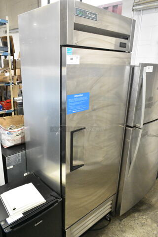 2021 True T-19F-HC Stainless Steel Commercial Single Door Reach In Freezer w/ Poly Coated Racks on Commercial Casters. 115 Volts, 1 Phase. 