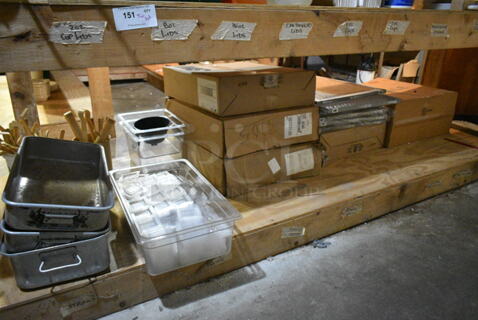 ALL ONE MONEY! Tier Lot of Various Items Including 3M Filters,20x25x1 Filters, Metal Baking Pans and Poly Tongs. (basement) 