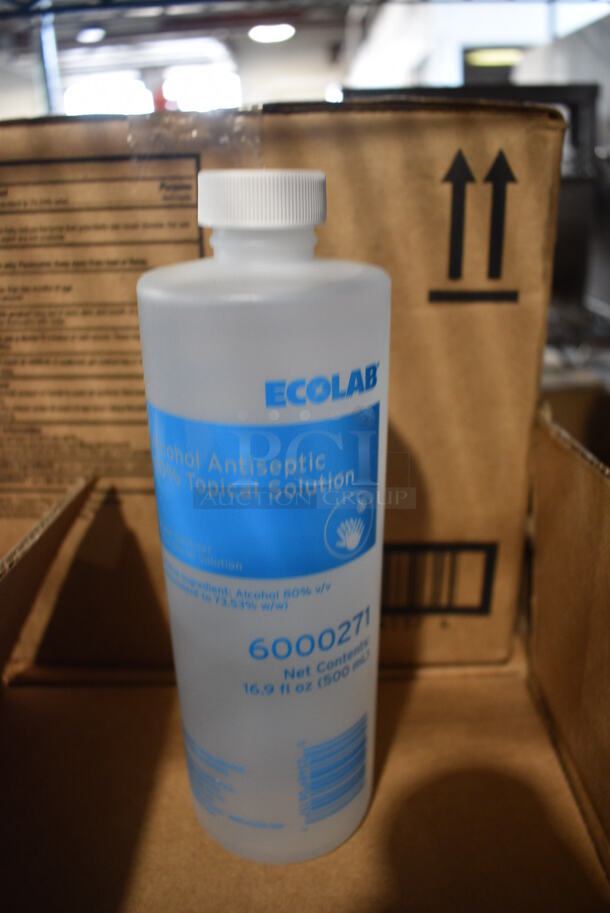 3 Boxes of 12 Ecolab Alcohol Antiseptic Topical Solution Bottles. Total of 36 Bottles. 2.5x2.5x8. 3 Times Your Bid!