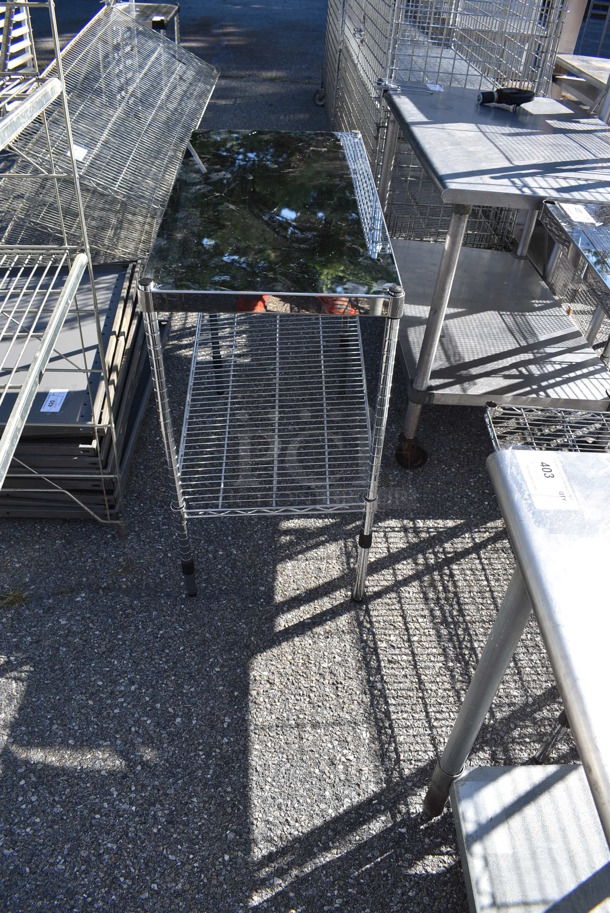 Metal Table w/ Wire Shelf Under Shelf. 36x18x34.5