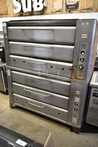 2 Blodgett 981 Stainless Steel Commercial Natural Gas Powered Double Deck Pizza Ovens. 50,000 BTU. 2 Times Your Bid!