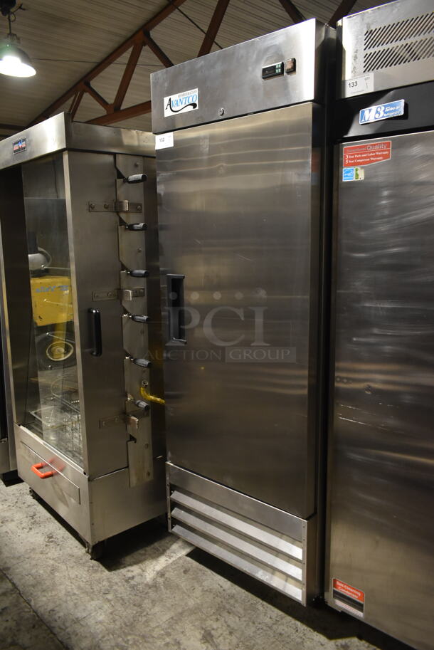 Avantco 178A23FHC Stainless Steel Commercial Single Door Reach In Freezer w/ Poly Coated Racks on Commercial Casters. 115 Volts, 1 Phase. Tested and Working!