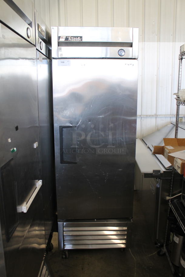 2013 True T-23F ENERGY STAR Stainless Steel Commercial Single Door Reach In Freezer w/ Poly Coated Racks on Commercial Casters. 115 Volts, 1 Phase. Tested and Powers On But Does Not Get Cold