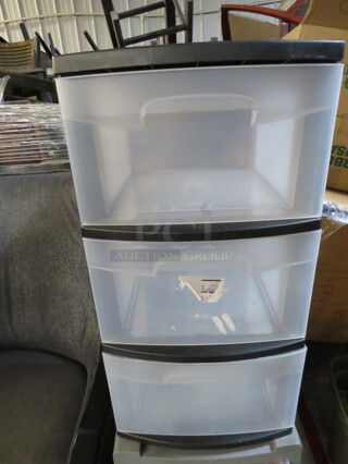 One 3 Drawer Sterlite Storage System. 12.5X14X24