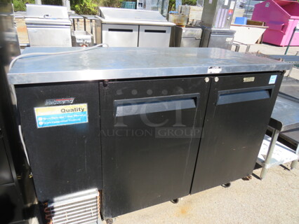 One Turbo Air 2 Door Back Bar Cooler With 2 Racks. Model# TBB-2SB. 110-120 Volt. 59X27.5X37.5