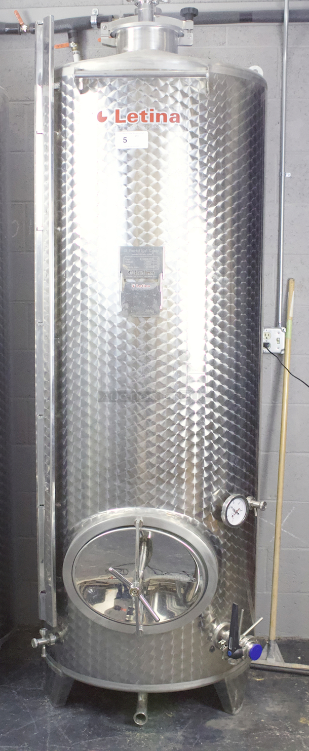 NEW-NEVER USED St. Patricks Of Texas Letina Z1000LHV8 1000 Liter (8.5 BBL) Jacketed Fermenter, Conical Bottom With Floating Man Way, (2) 1-1/2" Butterfly Valve Setup (1 At Bottom, 1 at Racking) and Sample Tap, Extra 2" TC port In Top Hatch, For Use Of Optional Spray Ball 