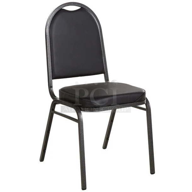 BRAND NEW SCRATCH & DENT! Lancaster Table & Seating Black Stackable Banquet Chair with 2
