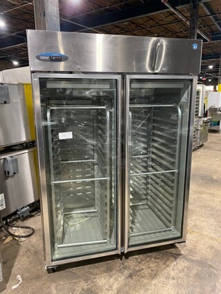 Hoshizaki Commercial 2 Door Reach In Cooler Merchandiser! With View Through Doors! All Stainless Steel! With Built In Pan Rack! Model CR2BFGY Serial E50251C! 115V 1Phase!