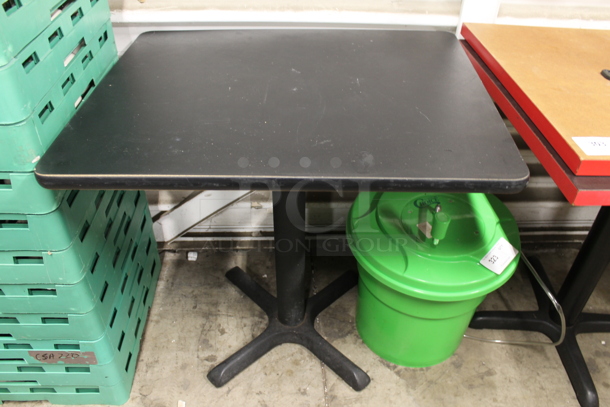 2 Black Dining Height Tables on Black Metal Table Base. 2 Times Your Bid!