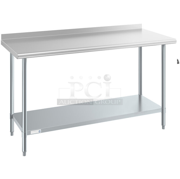 BRAND NEW SCRATCH AND DENT! Steelton 522ETSG24602 24" x 60" 18 Gauge 430 Stainless Steel Work Table with Undershelf and 2" Rear Upturn