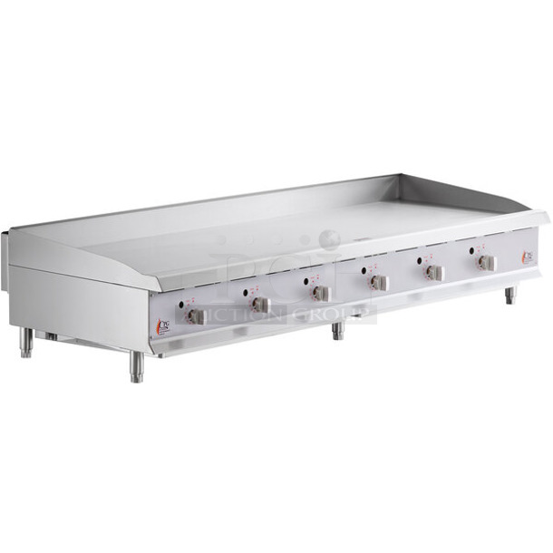 BRAND NEW SCRATCH AND DENT! 2023 Cooking Performance Group CPG 351GTCPG72NL Stainless Steel Commercial Countertop Natural Gas Powered Flat Top Griddle w/ Thermostatic Controls. 180,000 BTU.
