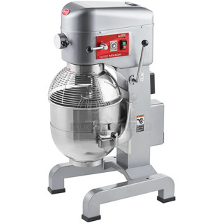 BRAND NEW SCRATCH AND DENT! Avantco 177MX40H Metal Commercial 40 Qt. Planetary Floor Mixer with Stainless Steel Mixing Bowl, Bowl Guard, Dough Hook, Paddle and Whisk Attachment. 240 Volts, 1 Phase. 