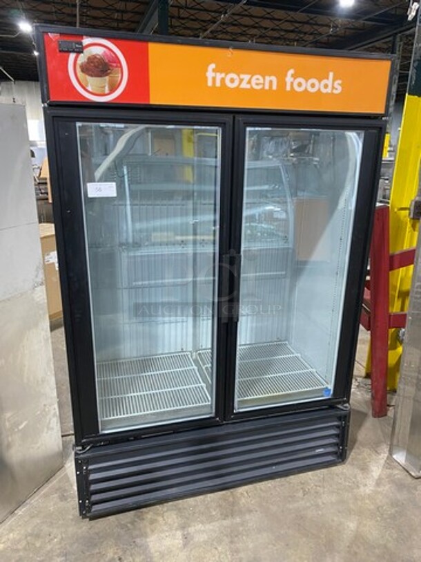True 2 Door Reach In Freezer Merchandiser! With View Through Doors! Model: GDM49F SN: 7019954 115/208/230V 60HZ 1 Phase