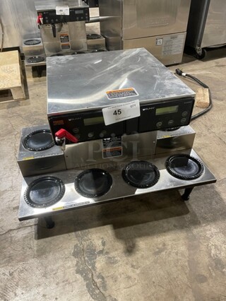 Bunn Stainless Steel Commercial Countertop Coffee Brewer! With 6 Warmers! On Legs! 120/208-240V 1 Phase! Model: AXIOM 0/6 TWIN SN: AXTN033120!