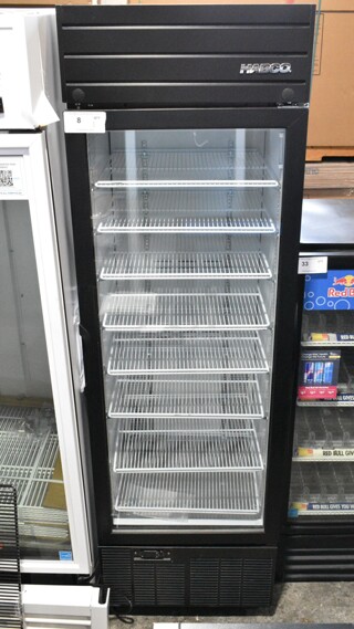 2019 Habco SE18 Metal Commercial Single Door Reach In Cooler Merchandiser w/ Poly Coated Racks. 115 Volts, 1 Phase. 