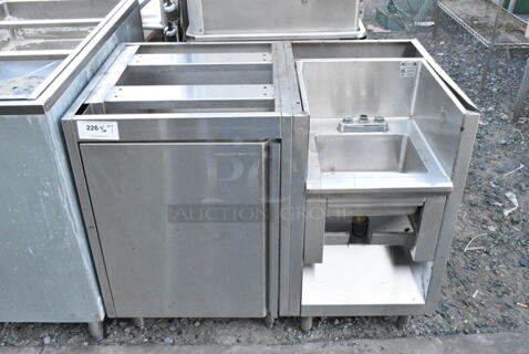 Stainless Steel Work Station w/ sink Bay and Door. 