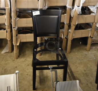 18 BRAND NEW SCRATCH AND DENT! Lancaster Table & Seating 164CSOBBLKFR Wooden Dining Height Chair Frame w/ Black Seat Cushion. 18 Times Your Bid!