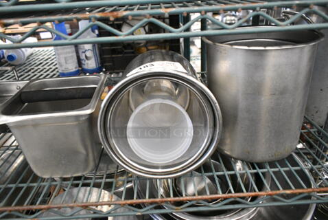 ALL ONE MONEY! Lot of Various Items Including Stainless Steel Cylindrical Bins and Knock Box. 