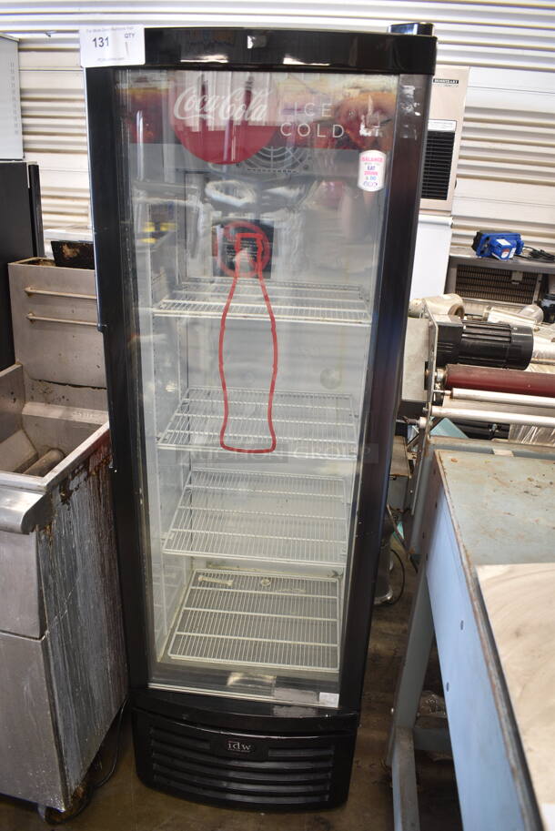 IDW G-9-N13EB Metal Commercial Single Door Reach In Cooler Merchandiser w/ Poly Coated Racks. 110-120 Volts, 1 Phase. Tested and Working!