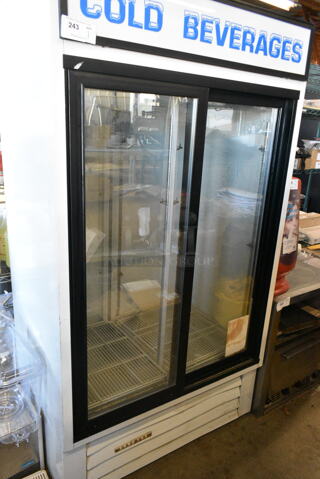 Hussmann RR0361G31 Metal Commercial 2 Door Reach In Cooler Merchandiser. 115 Volts, 1 Phase. Tested and Working!