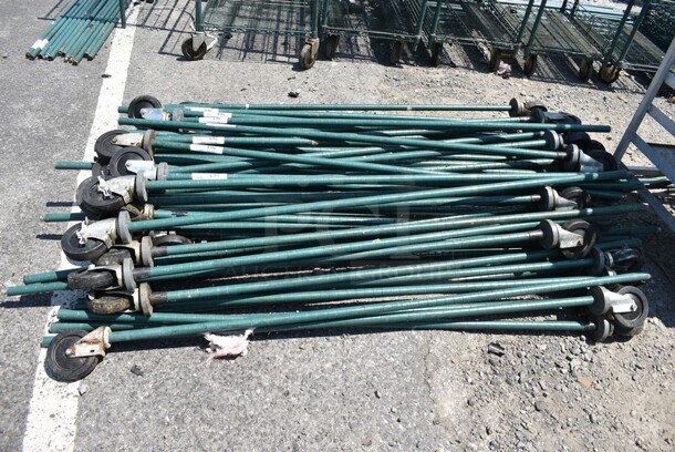 ALL ONE MONEY! Lot of 8 Metro Green Finish Poles w/Commercial Casters. 68"