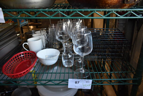 ALL ONE MONEY! Lot of Various Items Including Stemmed Glassware and Mugs