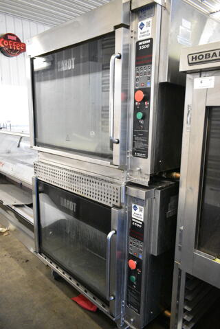 2 Hardt Model Inferno 3500 Stainless Steel Commercial Natural Gas Powered Rotisserie Ovens on Commercial Casters. Each Oven Has a 40 Bird Capacity. 76,000 BTU. 2 Times Your Bid!