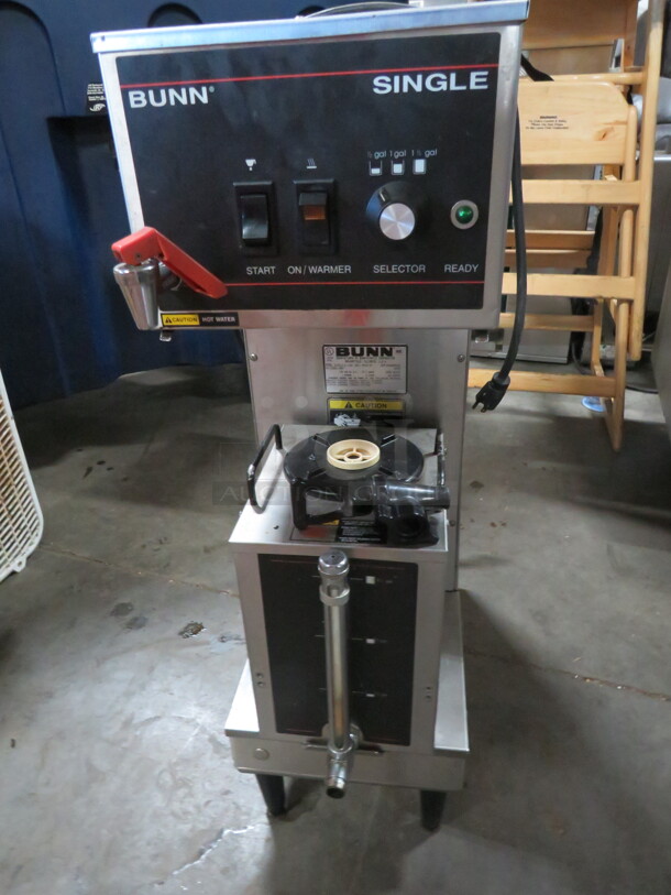 One Bunn Coffee Brewer With Filter Basket And 1-1.5 GPR-FF. Satellite. Model# Single B. 120 Volt. 