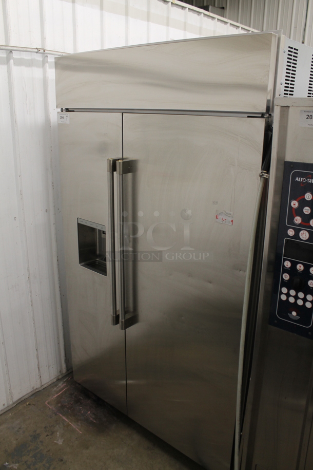 Monogram ZISS480DNBSS Stainless Steel Cooler Freezer Combo w/ Water and Ice Dispenser. Tested and Working!