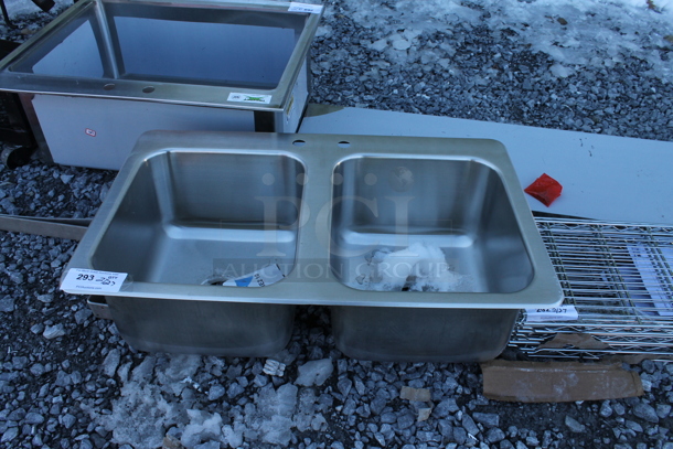BRAND NEW SCRATCH AND DENT! Stainless Steel Commercial 2 Bay Drop In Sink. Bays 14x16