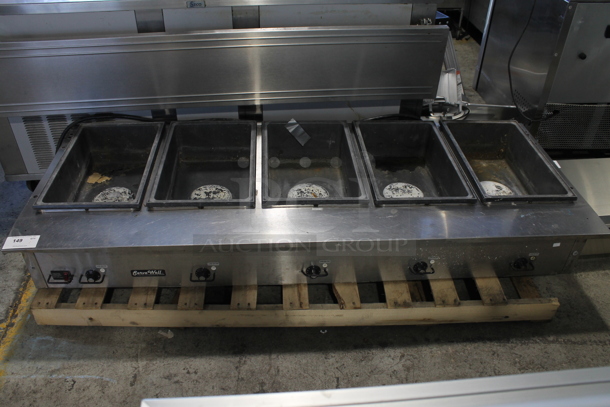 Vollrath 38219 Stainless Steel Commercial Electric Powered 5 Well Steam Table. No Legs. 208-240 Volts, 1 Phase.