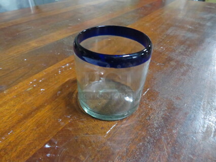 Acopa Blue Rimmed Rocks Glass. 7XBID