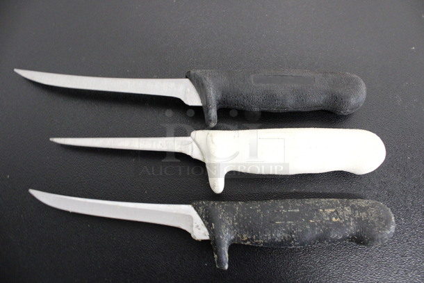 3 Sharpened Stainless Steel Fillet / Boning Knives. Includes 11". 3 Times Your Bid!