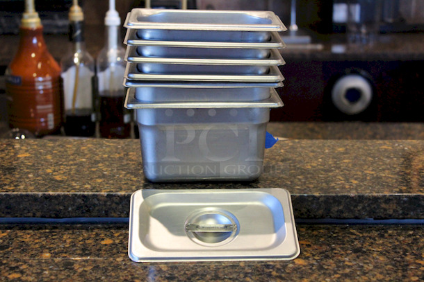 Lot of 6 Stainless Steel 1/9 Pans, 4" Deep