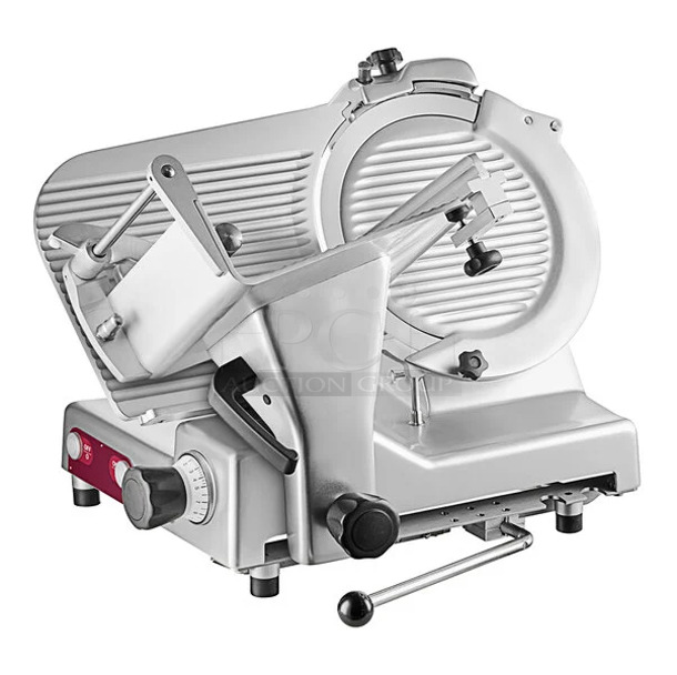 BRAND NEW SCRATCH AND DENT! Estella 348SLM12 Stainless Steel Commercial Countertop Automatic Meat Slicer w/ Blade Sharpener. 120 Volts, 1 Phase. Tested and Working!