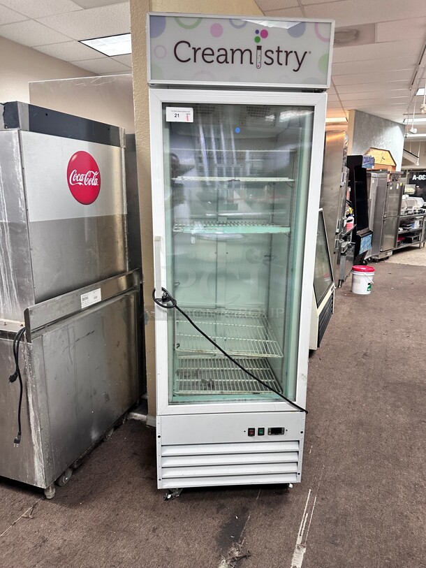 Certified Working Commercial Full Size Glass Door Merchandizer Freezer Reach in 115 Volt NSF 