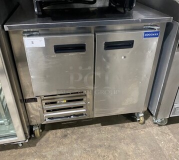 Coolman Commercial 2 Door Refrigerated Lowboy/Worktop Cooler! All Stainless Steel! On Casters! 120V! Model: Custom-36LB SN: L70615!